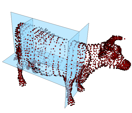 Visualization of a Kd-Tree on the cow geometry